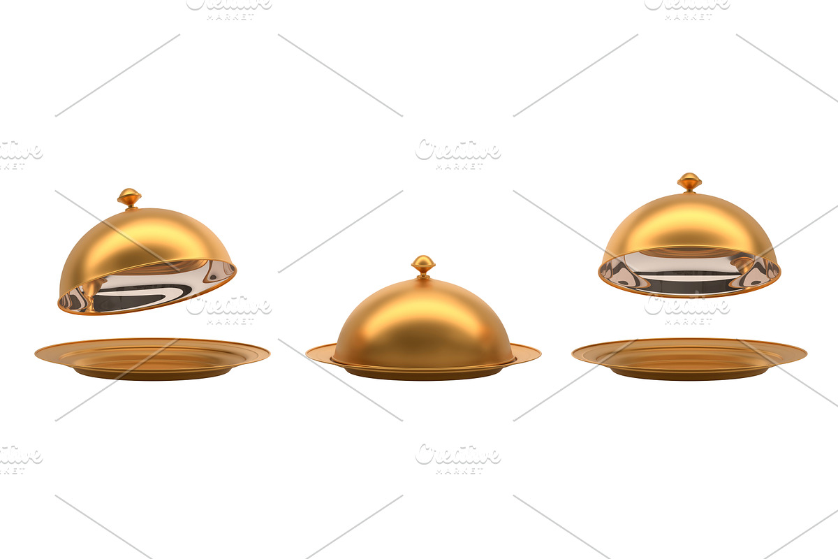 Gold tray with closed and open, a Food & Drink 3D Model by Marozhkastudio