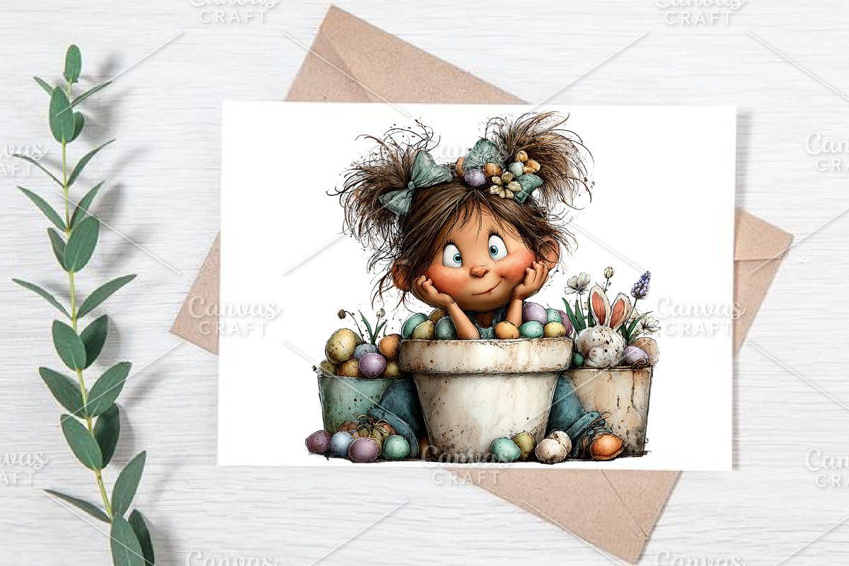 Whimsical Easter Girls Clipart PNG, an Illustration by Canvas Craft (Photo 5 of 7)