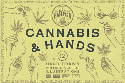 Cannabis & Hand vintage illustration