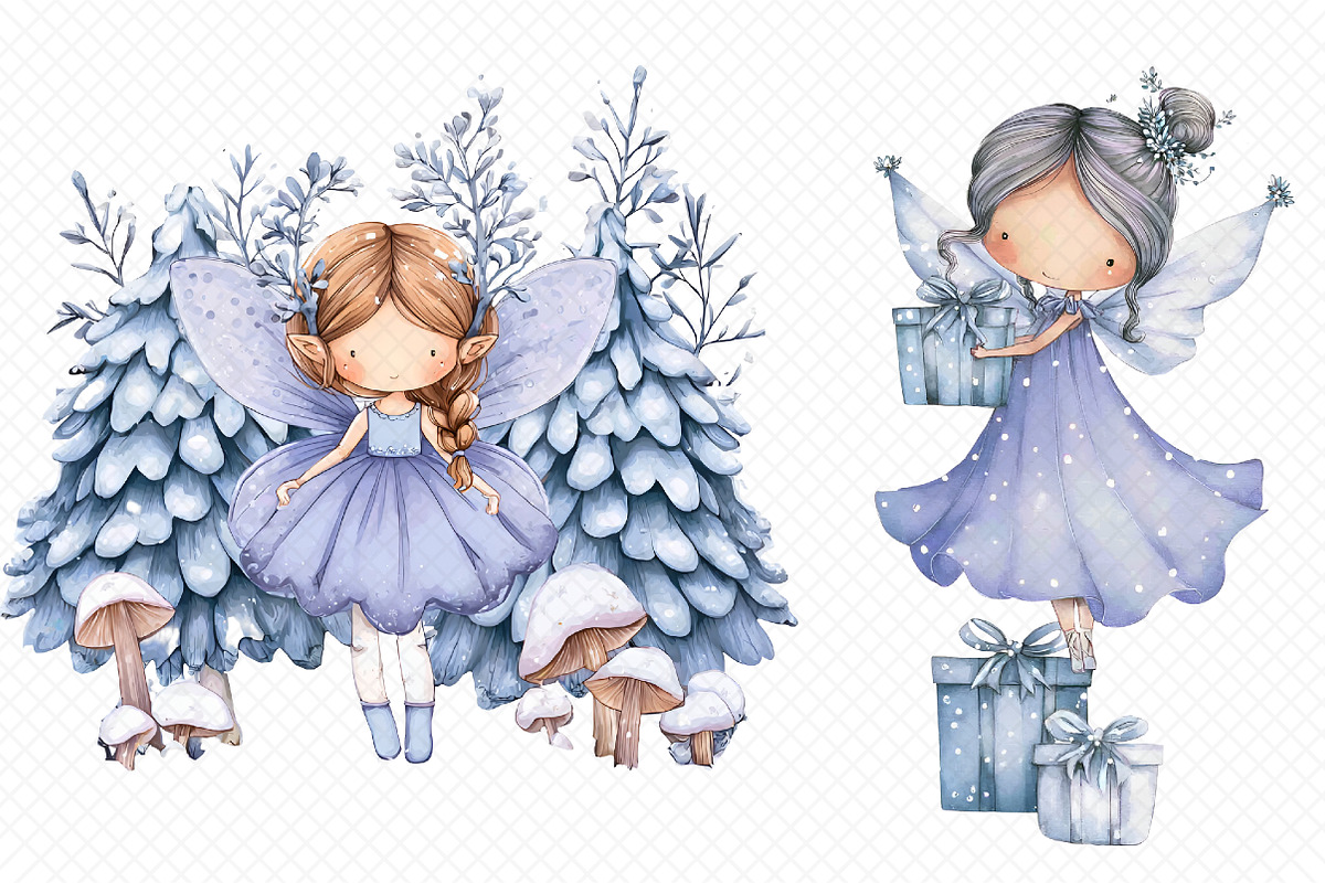 Christmas  whimsical fairy clipart, an Illustration by cherrydesign (Photo 3 of 3)