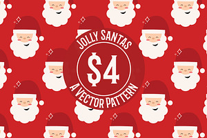 Jolly Santas Repeat Vector Pattern