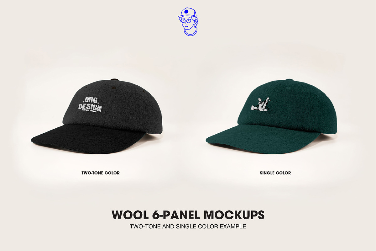 Wool 6-Panel Hat Cap Mockup, a Hat Mockup by DRGSTUDIO (Photo 4 of 8)