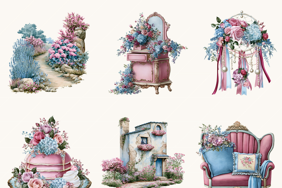 Romantic Cottagecore Clipart Bundle, a Decorative Illustration by BusyDaydesign (Photo 5 of 9)