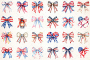 Watercolor 4th of july Bow, an Illustration by DreamCafeArt (Thumbnail 2 of 5)