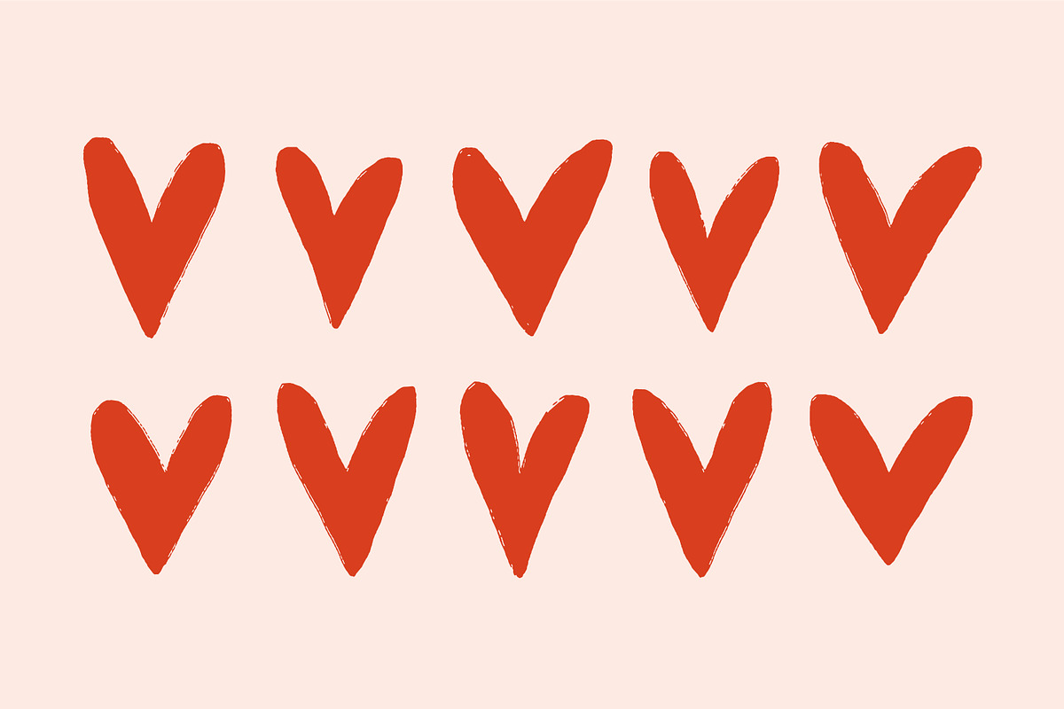 Cute doodle hearts, love symbols set, a Decorative Illustration by Good Studio (Photo 2 of 10)