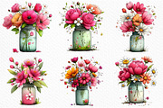 Watercolor Spring Mason Jar Clipart, an Illustration by Craft Nest (Thumbnail 5 of 11)