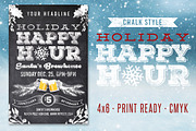 Chalk Holiday Happy Hour Flyer, a Flyer Template by SkyvaraSupply (Thumbnail 1 of 2)