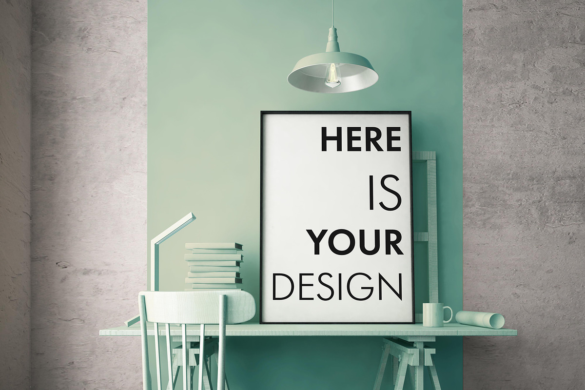 3 color interior with mockup poster, a Print Template by FilL239 (Photo 4 of 4)