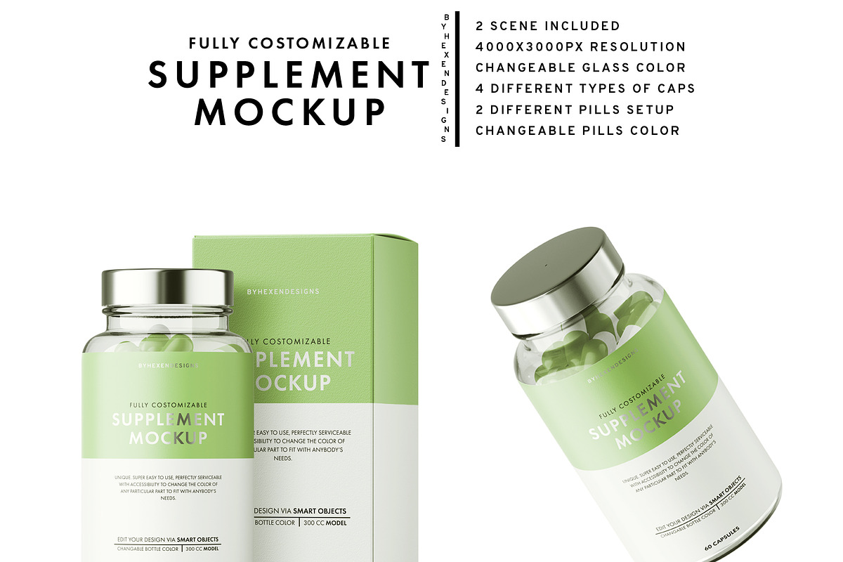 Supplement Bottle Mockup, a Product Mockup by HexenDesigns (Photo 3 of 12)
