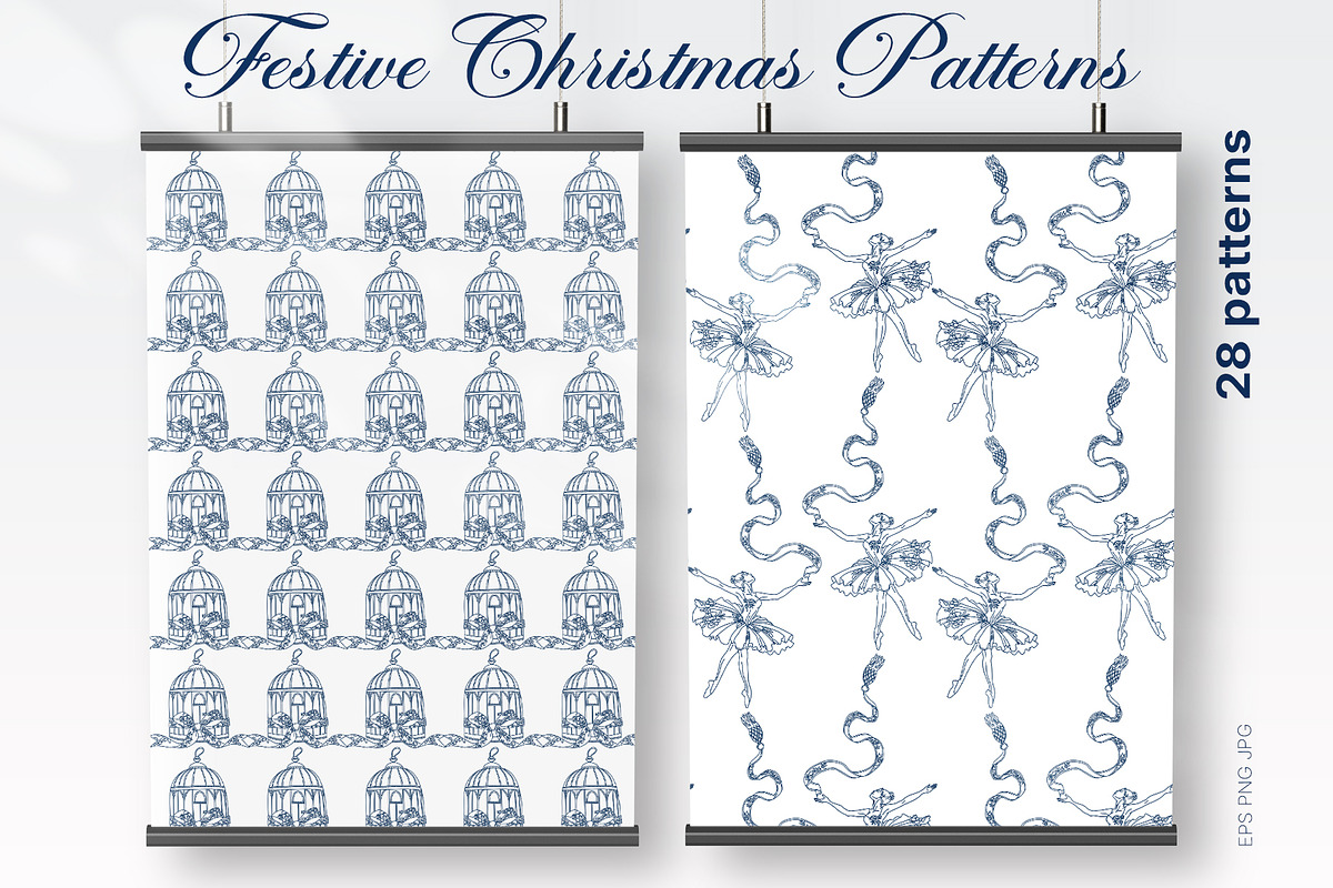 Festive Christmas patterns, a Decorative Illustration by LanaDzi (Photo 16 of 25)