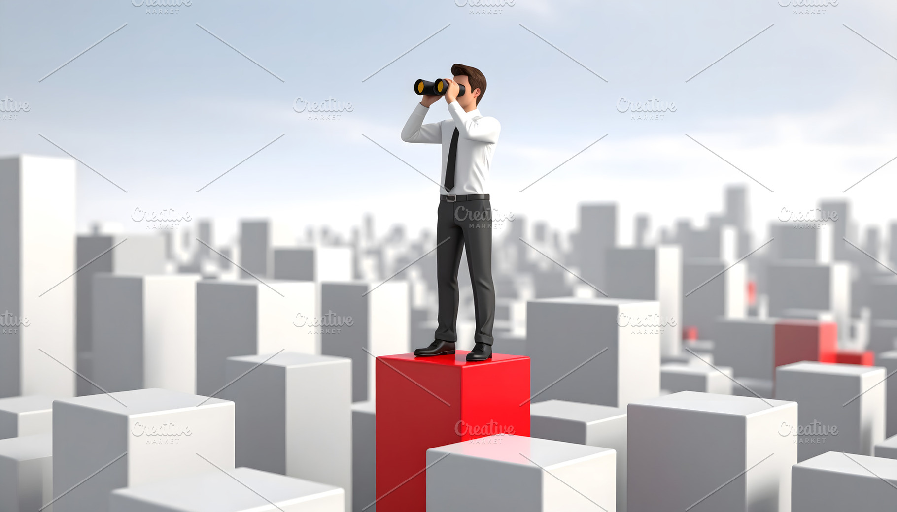 Businessman Standing on Block, a Business Photo by Stock Shape