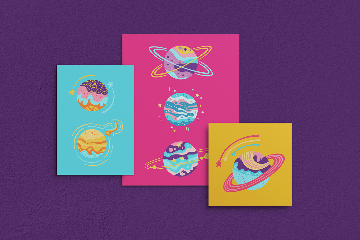 Fantasy planets cartoon illustration, a Decorative Illustration by Neliakott ♥ (Photo 2 of 8)