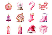 Pink Christmas Doodles Clipart, an Illustration by Design Market (Thumbnail 2 of 3)