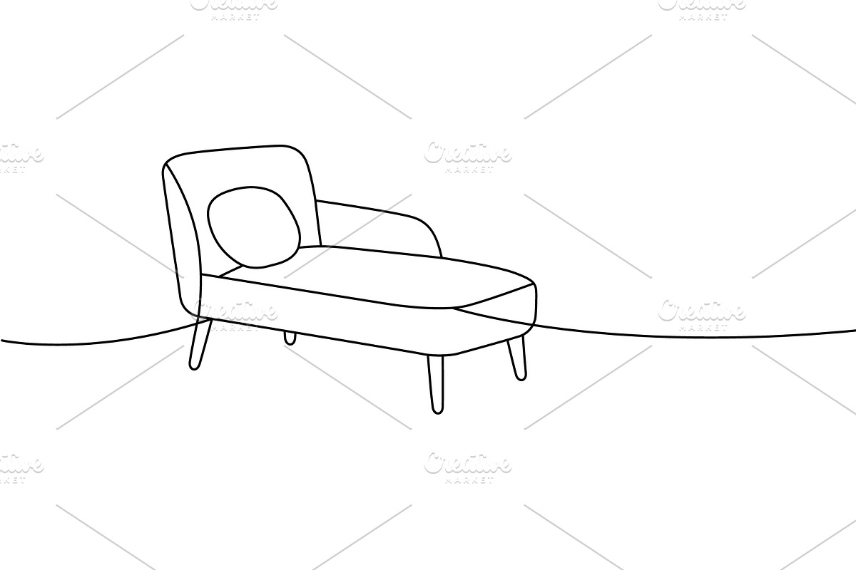 Lounge chaise with cushion in, an Object Illustration by GraphiShop