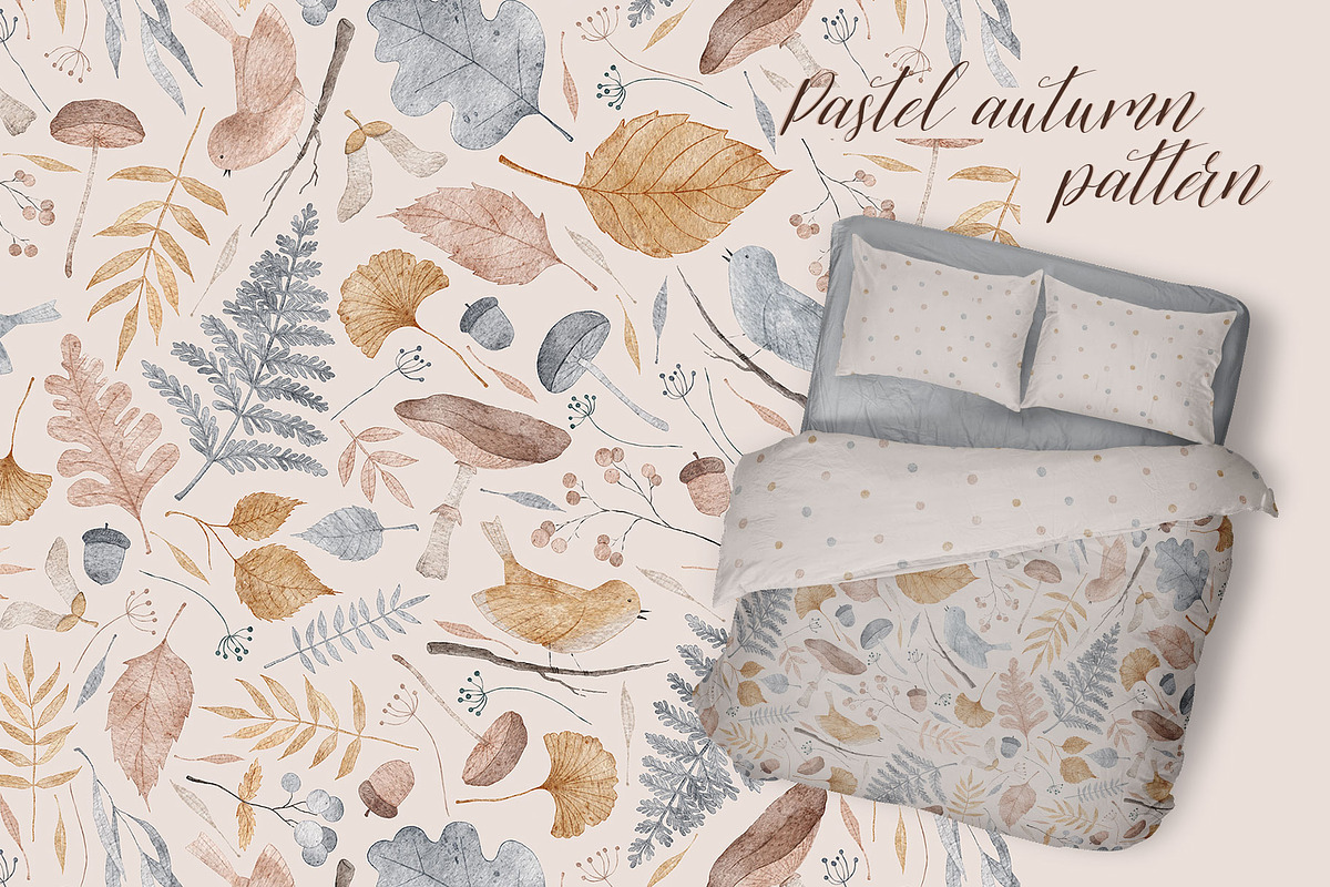 Pastel Autumn Pattern + Elements, a Pattern Graphic by OkPen (Photo 5 of 12)