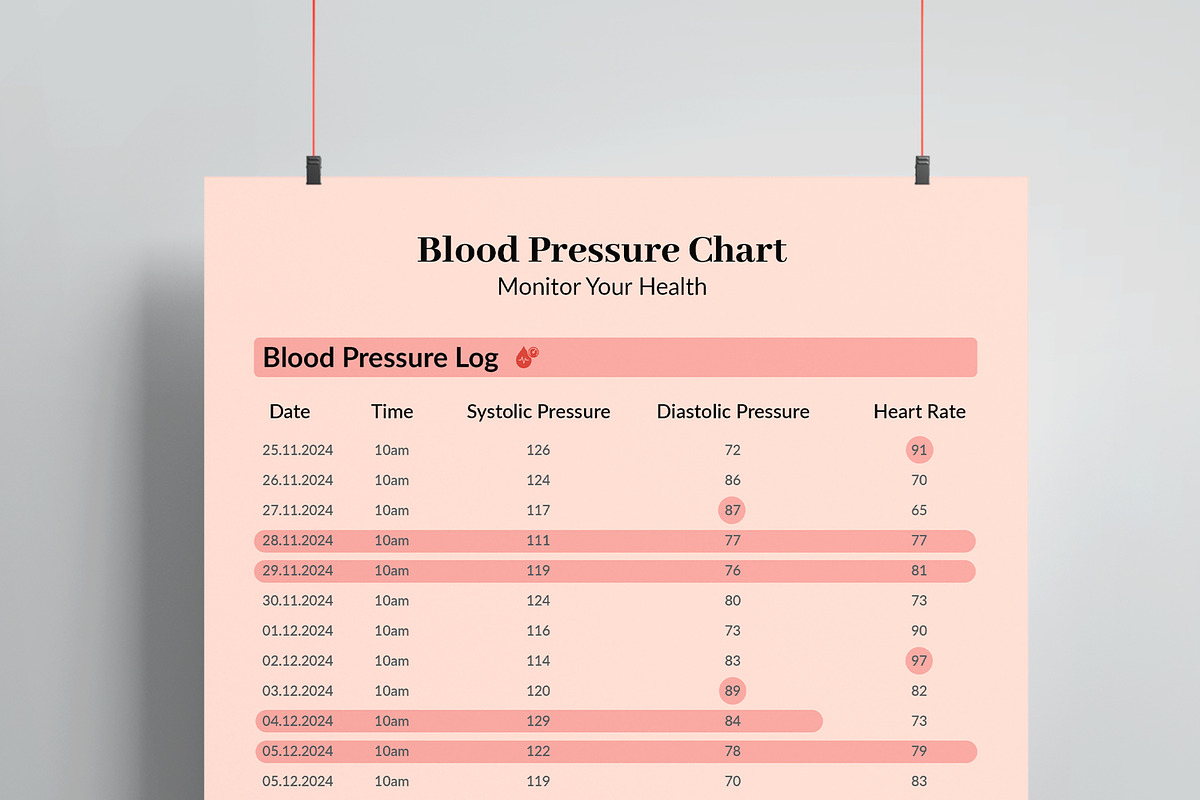 Blood Pressure Chart, a Stationery Template by MightyDesign (Photo 2 of 8)