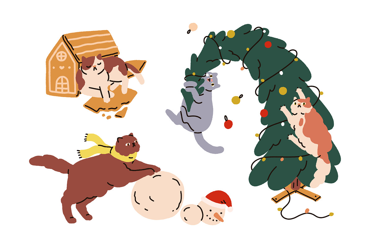 Cute, funny Christmas cats set, an Animal Illustration by Good Studio (Photo 11 of 22)