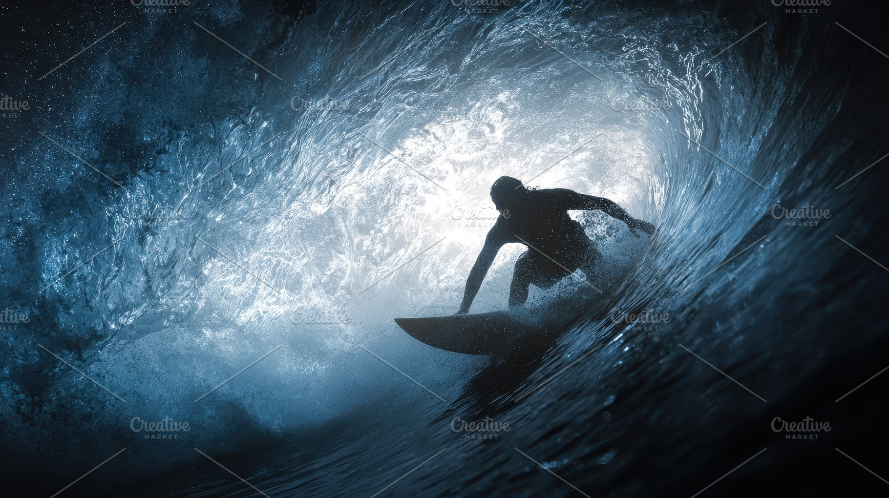 Surfer rides a wave in a powerful, a Photo by Pavel_design