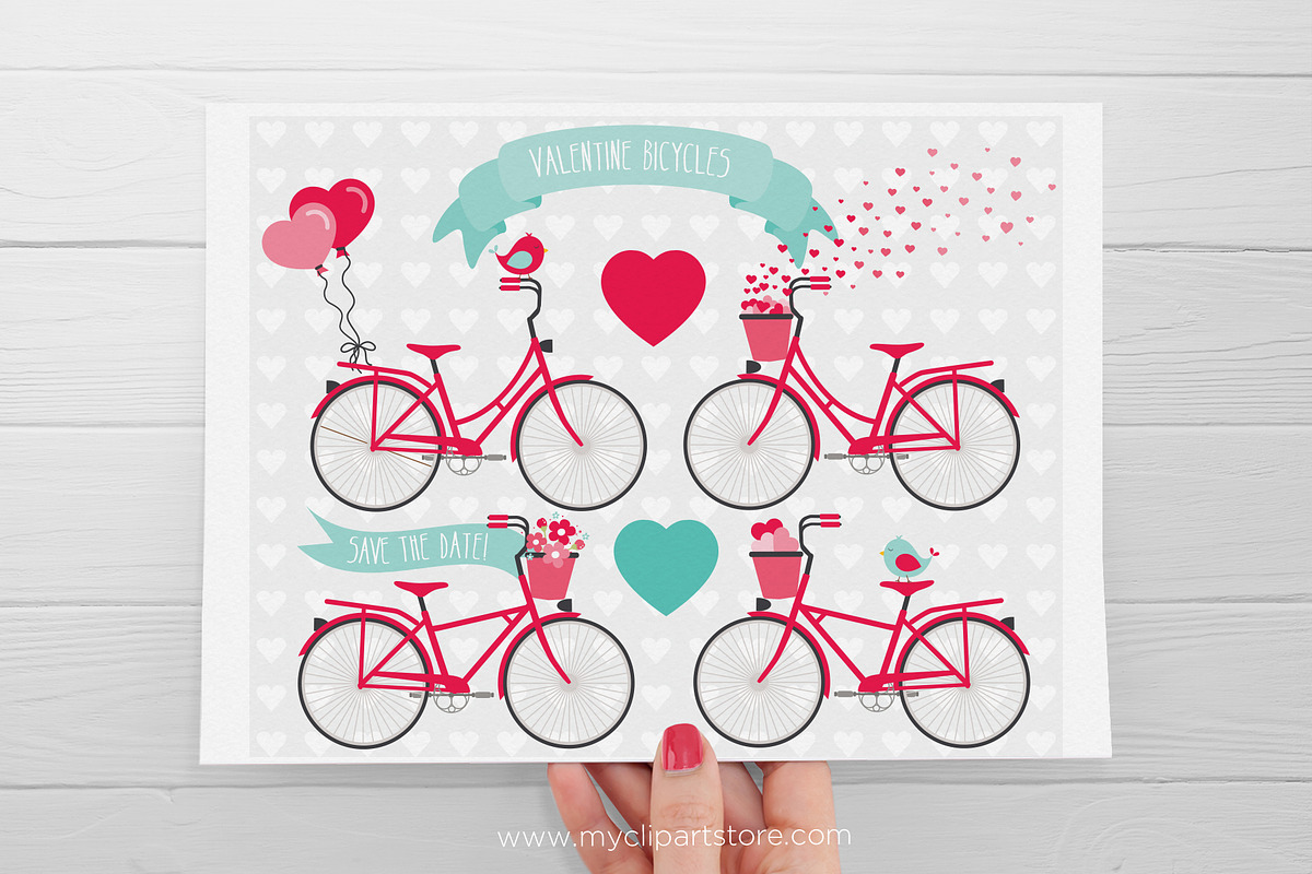 Valentine Bicycles Clipart, SVG, an Illustration by MyClipArtStore (Photo 2 of 2)
