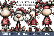 Funny Christmas Santa & Reindeer, an Illustration by Designworld (Thumbnail 1 of 7)