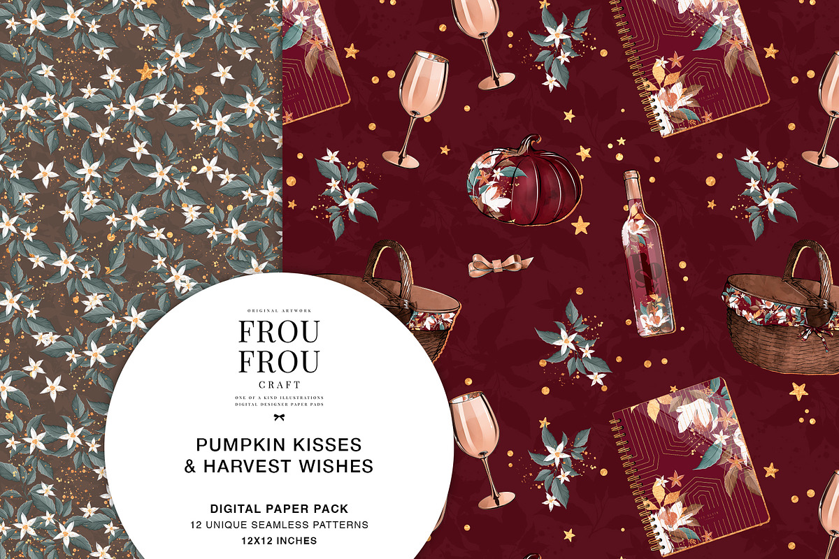 Autumn Fall Burgundy Paper Pack, a Pattern Graphic by Frou Fou Craft (Photo 6 of 7)