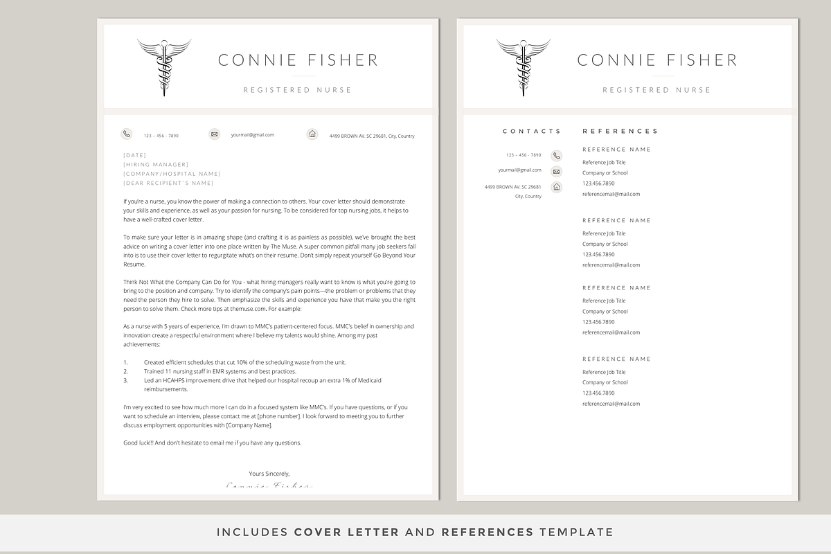 Nurse Resume Template CV, a Resume Template by PAPPERMINT RESUME STUDIO (Photo 4 of 8)