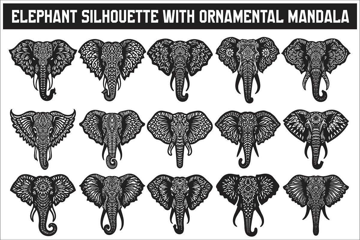 Elephant Silhouette with Ornamental, an Illustration by Amazin_art (Photo 1 of 16)