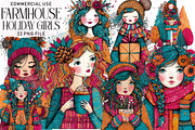 Farmhouse Holiday Girls Clipart, an Illustration by Daily.Designs (Thumbnail 1 of 4)