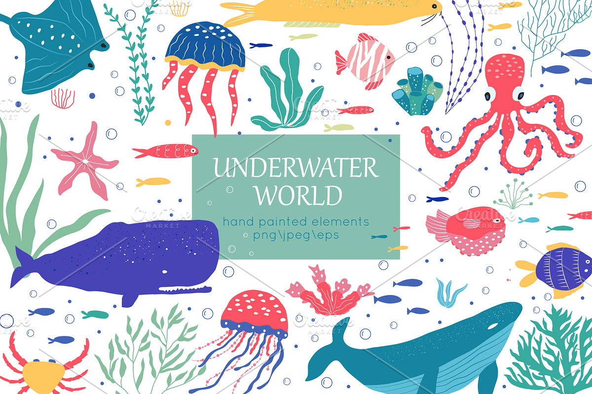 Underwater world. Hand drawn set, an Animal Illustration by UTM Studio (Photo 1 of 5)