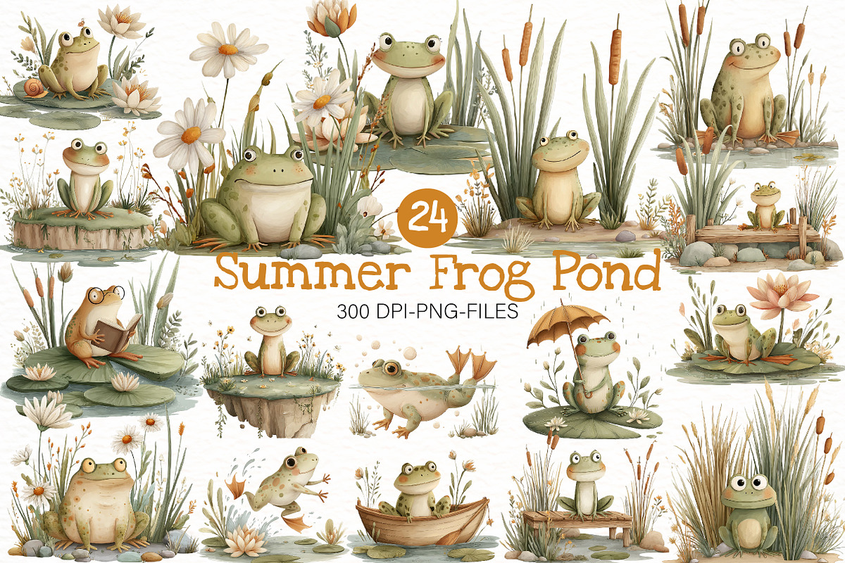 Summer Frog Pond Clipart, an Illustration by Designworld (Photo 1 of 8)