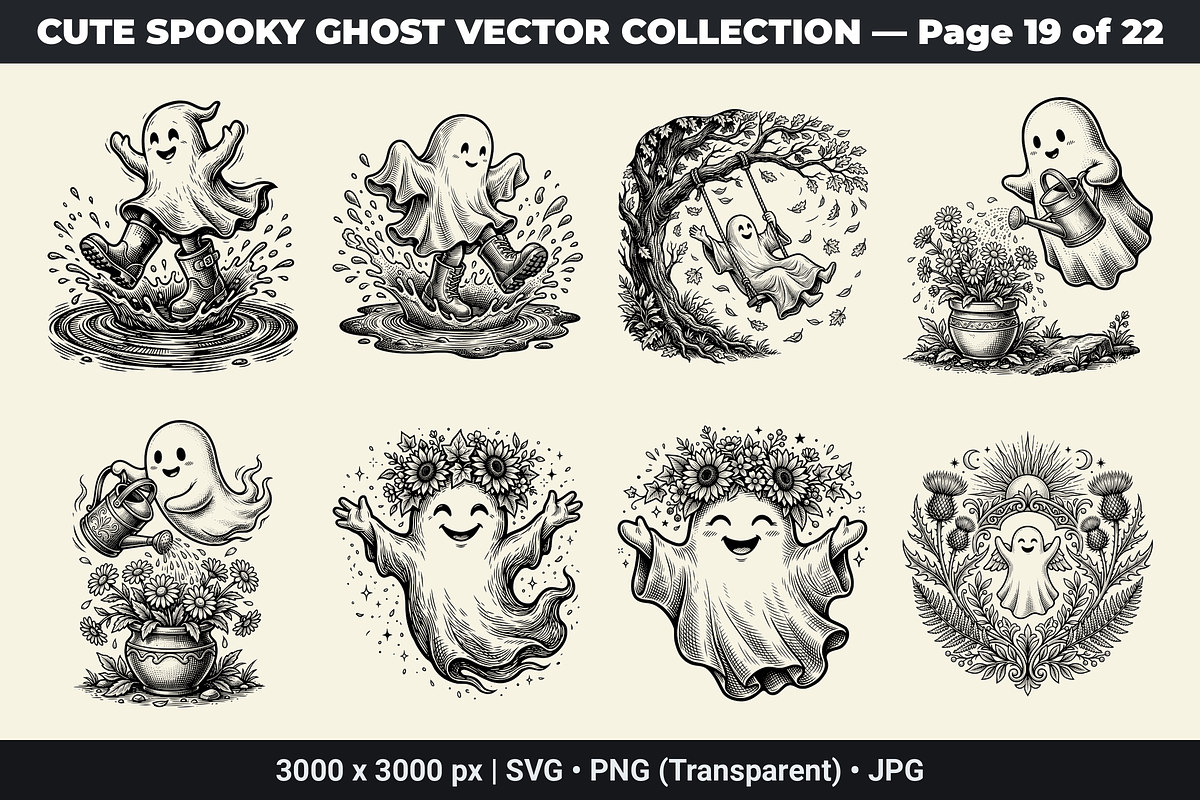 Cute Ghost SVG Bundle Vol - 01, an Object Graphic by XPERTDESIGNER (Photo 9 of 21)