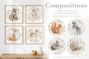 Woodland Animals Watercolor Clipart, an Illustration by Alisles (Thumbnail 7 of 18)