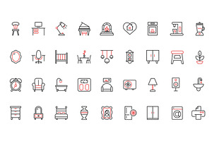 Home furniture appliances icons, an Object Illustration by Lemberg Vector
