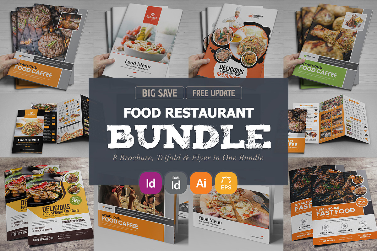 Food Menu Restaurant Brochure Bundle, a Brochure Template by Miyaji75 (Photo 1 of 12)