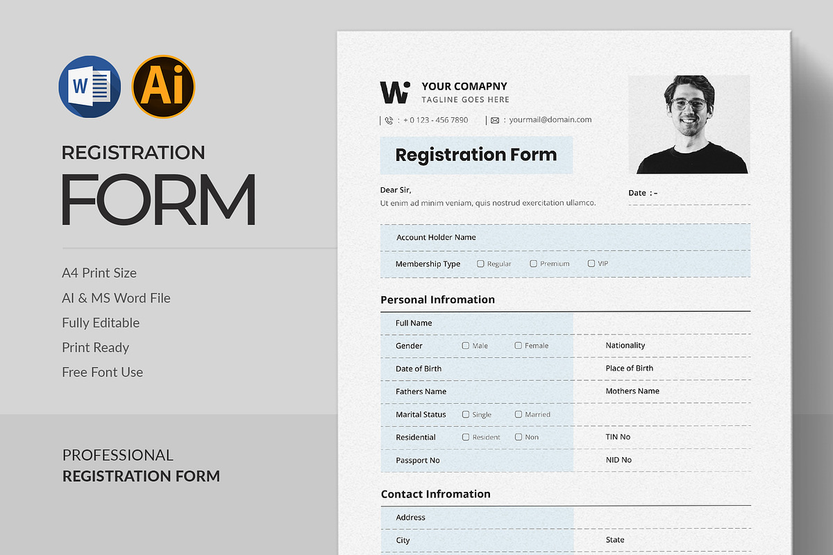 Registration Form | Word, a Stationery Template by Pixelpick (Photo 1 of 3)