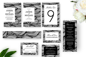 Wave Lines Wedding Invitation Set