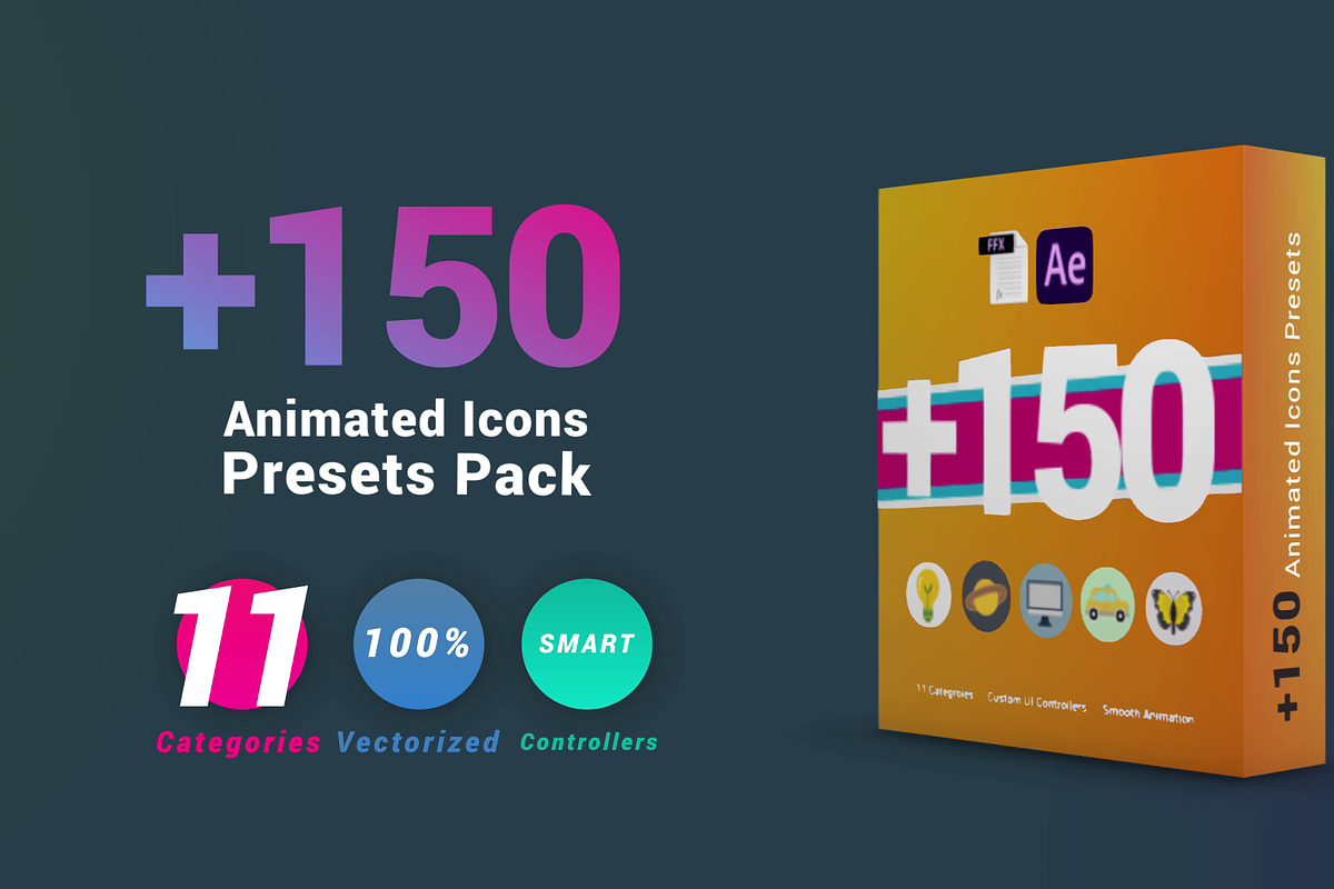 +150 Animated Icons Big Pack, a Templates & Theme by Polygon Motions (Photo 1 of 2)