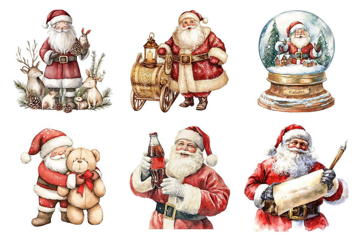 Vintage Christmas Santa Clipart, an Illustration by Daily.Designs (Photo 4 of 5)
