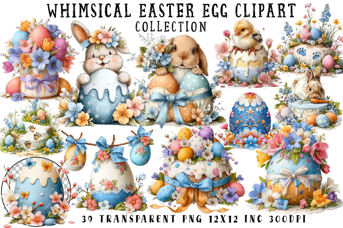 Whimsical Easter Egg Clipart, an Illustration by OK Design (Photo 1 of 6)
