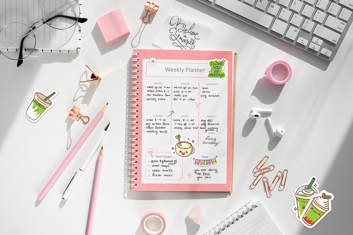 Cute Kawaii Matcha Sticker Set, an Illustration by Dori Debreceni draws (Photo 6 of 6)
