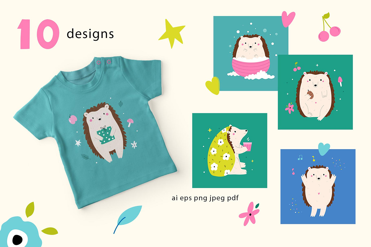 Hedgehogs - cute graphic collection, an Animal Illustration by danceyourlife (Photo 2 of 8)
