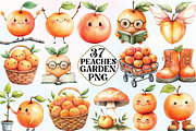 Watercolor Cute Peaches Garden Fruit, an Illustration by CraftArtStudio (Thumbnail 1 of 6)