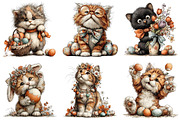 Whimsical Easter Cats Clipart Bundle, an Illustration by Dream Creation (Thumbnail 5 of 6)