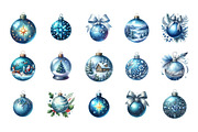 Watercolor Blue Baubles Clipart PNG, an Illustration by SinaCreation (Thumbnail 2 of 7)