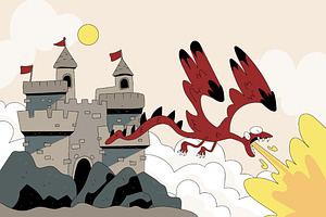 Cream Dungeon Dragon Illustration, an Illustration by graphicook