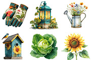 Summer Garden Watercolor Clipart, an Illustration by Designworld (Thumbnail 5 of 6)
