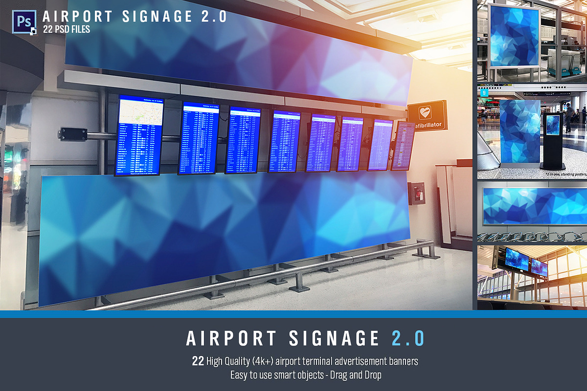 Airport Signage 2.0 - 22psd files, an Advertising Mockup by Shop Mockpro (Photo 1 of 22)