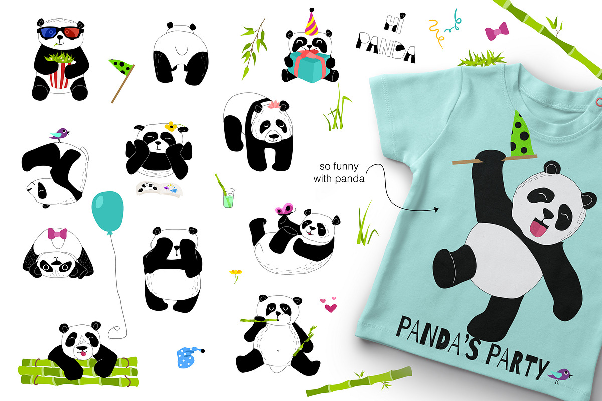 Panda's life - set with cute pandas, an Animal Illustration by Satika (Photo 2 of 6)