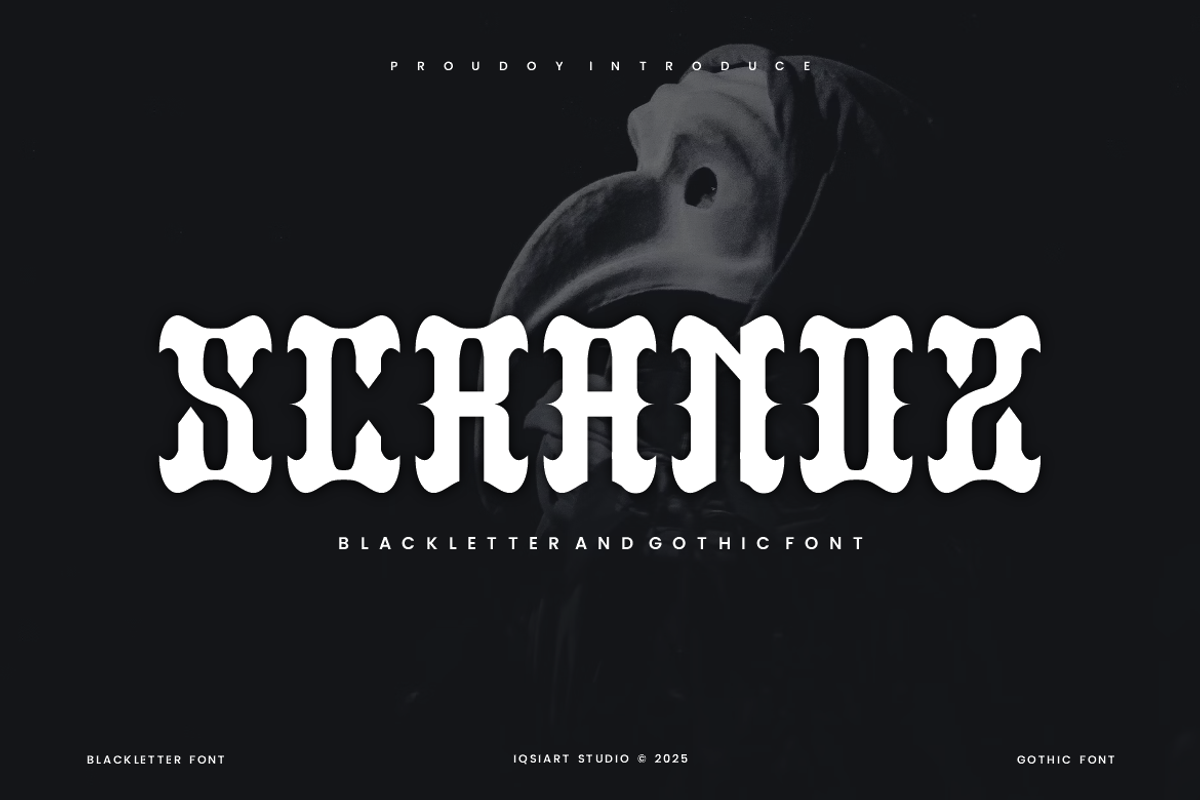 Scranoz - Artdeco Font, a Blackletter Font by Iqsiart Studio (Photo 1 of 6)