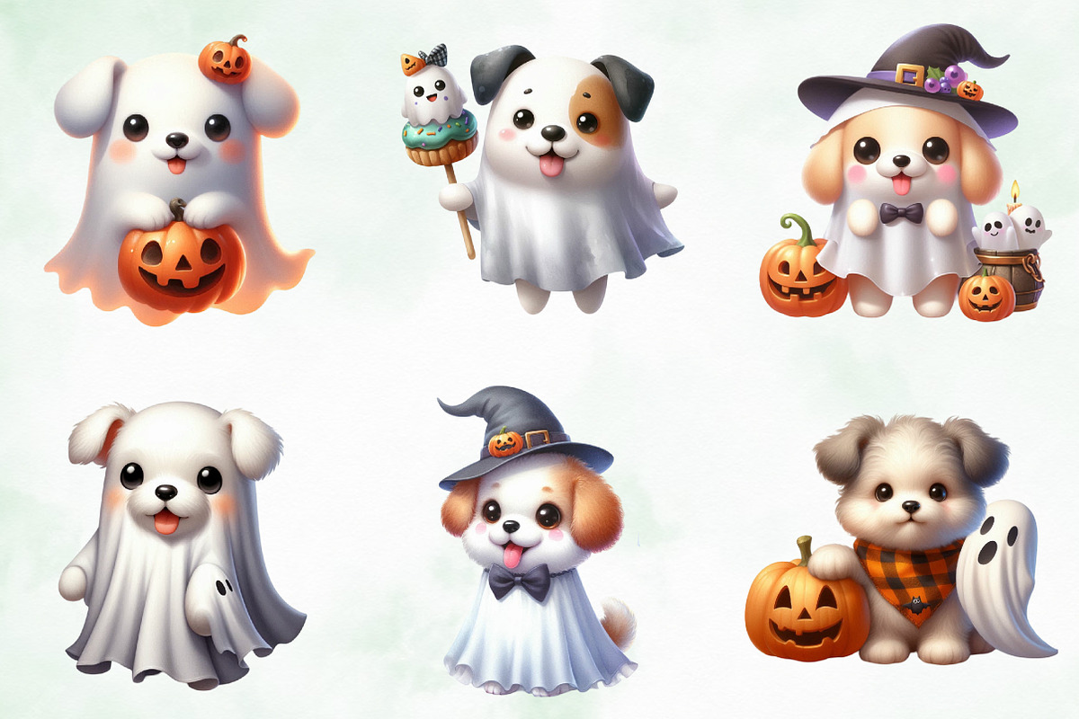 Halloween Ghost Dogs Sublimation, an Illustration by Creative Art (Photo 3 of 4)